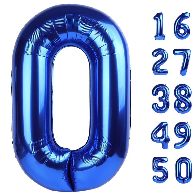 Kelfuoya 40 Inch Giant Number 0 Balloon Navy Blue Foil Balloons for 10th 20th 30th 40th 50th 60th Birthday Decorations, Baby Shower Party Supplies 100 Anniversary Events Decorations - Image 1