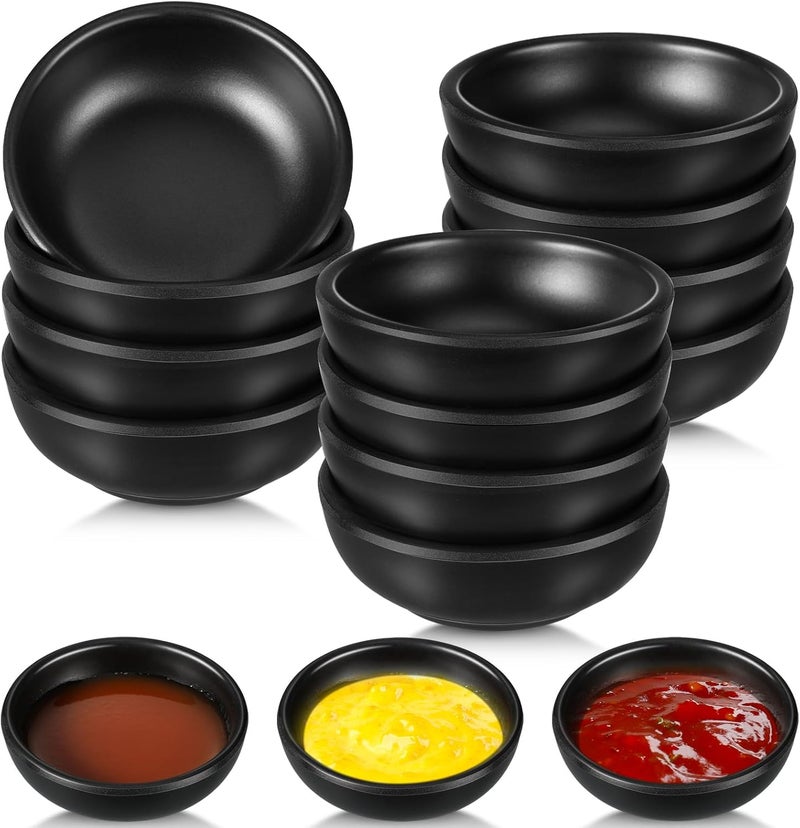 Ninehaoou 12 Pcs Dip Bowls Set 17oz Sauce Soy Dishes Bowls Small for Dipping Tomato Sauce Soy BBQ and Other Party SuppliesBlack - Image 1