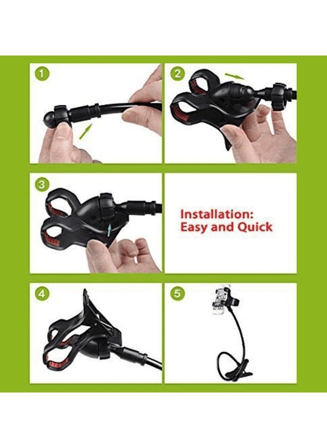 Generic - Universal Flexible 360° Rotating Long Arm Mobile Phone Holder Stand, Adjustable Aluminum-Magnesium Alloy Bracket for Bedroom, Kitchen Office and Bathroom – Scratch-Proof, Shake-Proof Compatible with Smartphones and Tablets (Black) - Image 1