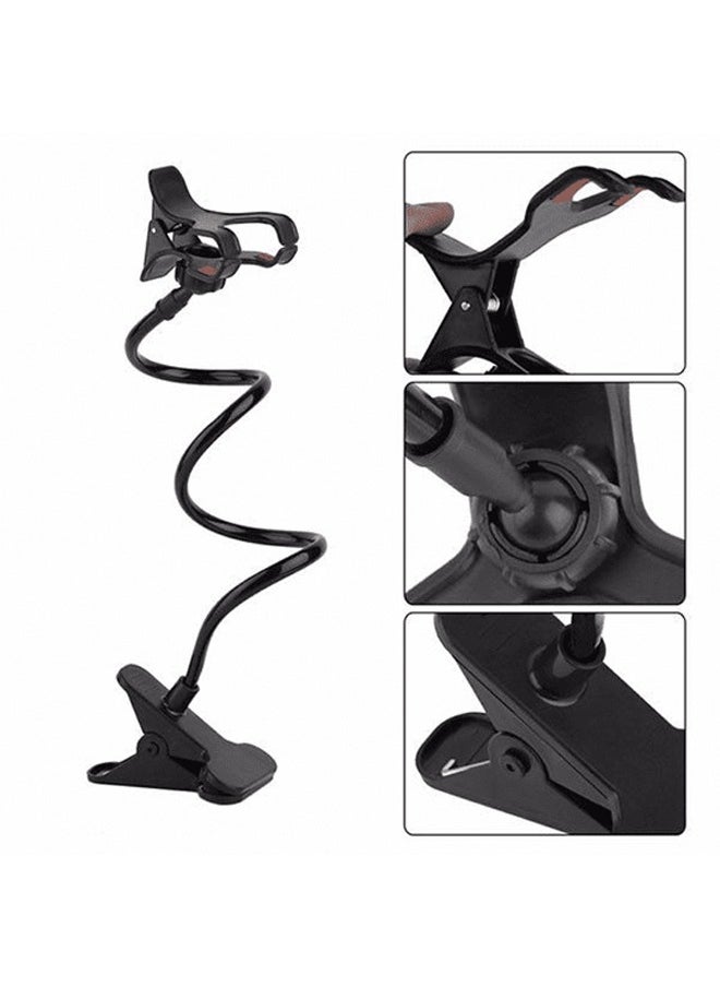 Generic - Universal Flexible 360° Rotating Long Arm Mobile Phone Holder Stand, Adjustable Aluminum-Magnesium Alloy Bracket for Bedroom, Kitchen Office and Bathroom – Scratch-Proof, Shake-Proof Compatible with Smartphones and Tablets (Black) - Image 1