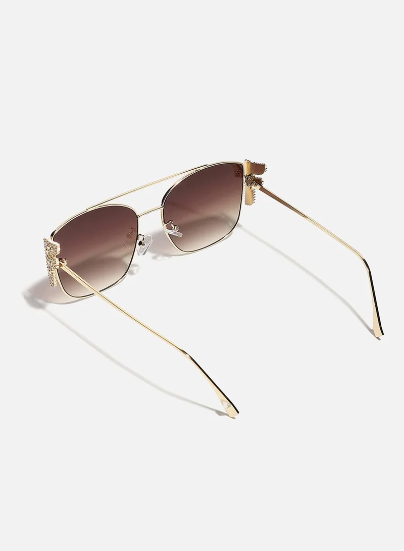 صوص هاوت Tinted Brown Lens Frame Oversized Sunglasses