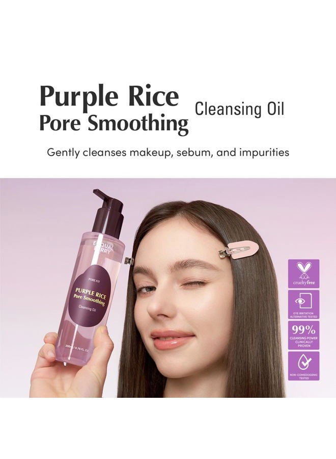 eqqualberry Purple Rice Pore Smoothing Cleansing Oil – Deep Cleansing for Pores & Blackheads | Korean Oil Cleanser for Face & Makeup Remover | Hydrating & Soothing Formula, 6.76 fl.oz - Image 2