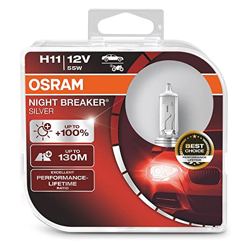 OSRAM NIGHT BREAKER SILVER H11, 100% more brightness, halogen headlamp, 64211NBS-HCB, 12V, passenger car, duo box (2 lamps) - Image 1