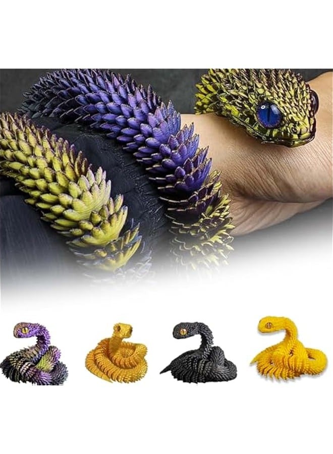 3D Printed Animals Set 3D Printed Snake Toys 3D Printed Articulated Flexible Fidget Toy 3D Printed Animals Exquisite Cute Pet Toy Children/Adults Fidget Toys (Yellow, 11.8') - Image 4