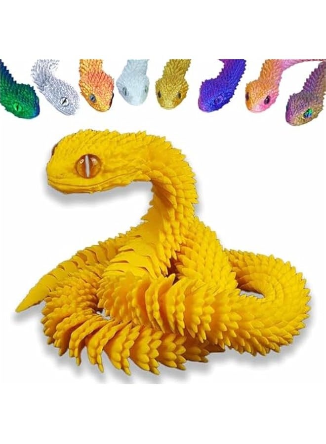 3D Printed Animals Set 3D Printed Snake Toys 3D Printed Articulated Flexible Fidget Toy 3D Printed Animals Exquisite Cute Pet Toy Children/Adults Fidget Toys (Yellow, 11.8') - Image 1