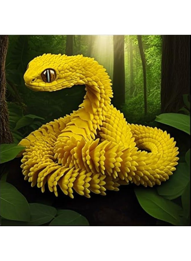 3D Printed Animals Set 3D Printed Snake Toys 3D Printed Articulated Flexible Fidget Toy 3D Printed Animals Exquisite Cute Pet Toy Children/Adults Fidget Toys (Yellow, 11.8') - Image 2