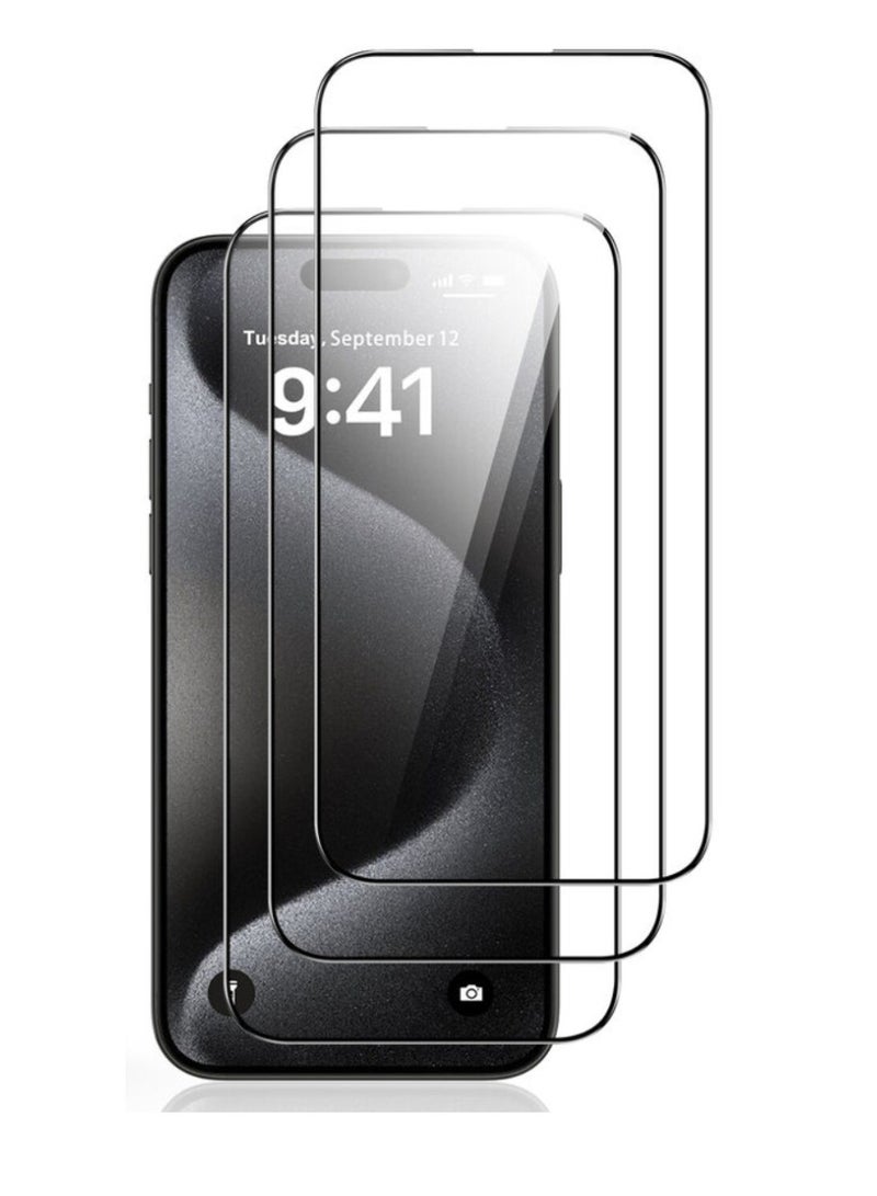 DIGI CORE iPhone 15 Pro Max Screen Protector 3 Pack 6.7 Inch 2.5D Curved Edges With iPhone 15 Pro Max Camera Lens Protector And Anti-Scratch iPhone Back PVC Clear Sheet Set (Black Titanium, iPhone 15 Pro Max) - Image 3