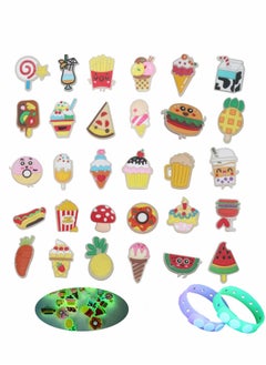 KASTWAVE Crocs Shoe Charms, Crocs Pins, Sandals Buckle Party Birthday Gift, Luminous Charms Bracelet Wristband Decorations for Adult Men Women Kids, 30 Shoe Charms+2 Wristband  - Image 1