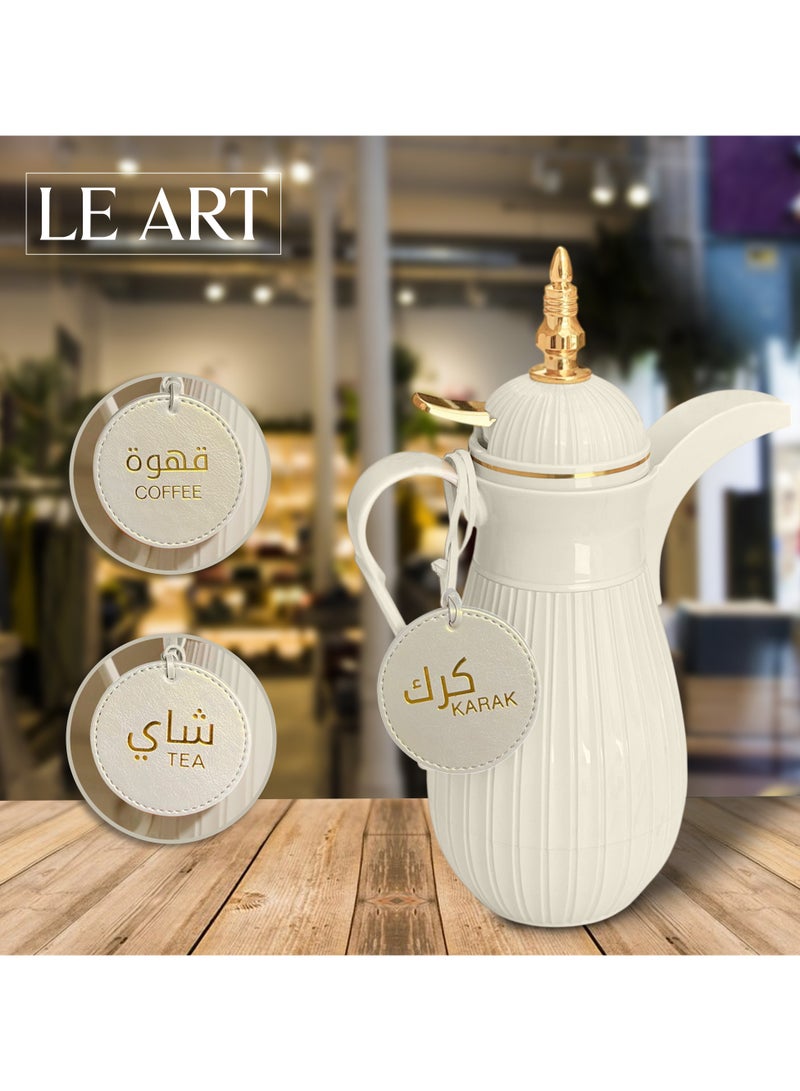 LeArt Dallah Flask Tags - Dallah Coffee Pot, Tea, Coffee and Karak Tag | Dallah Tags (Metallic Cream - Set of 3) - Image 3