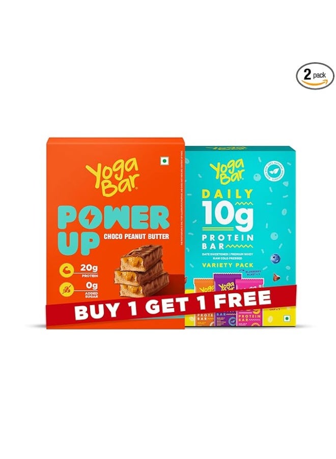 Yogabar Protein Variety Pack, 6 x 10g Protein Bars and 5 x 20g Protein Choco Peanut Butter Bars - Image 1