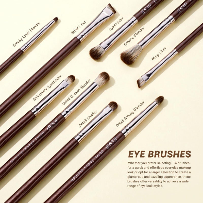 Jessup Makeup Brushes Set 15pcs Brown Make up Brushes Set Professional Premium Synthetic Foundation Eyebrow Concealer Blush Eyeshadow Contour Eyeliner Powder Blending Highlighter Brush, T498 - Image 5