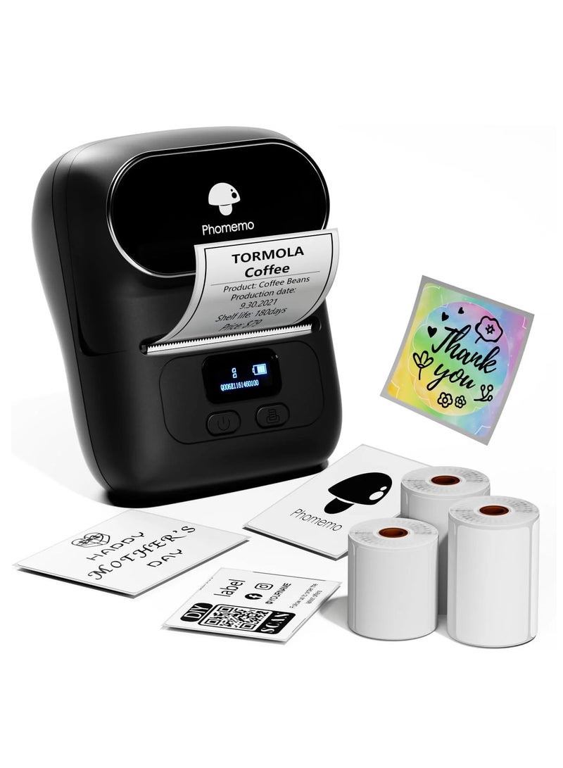 Phomemo M110 Label Maker Thermal Printer with 3 Roll Paper Black - Image 2
