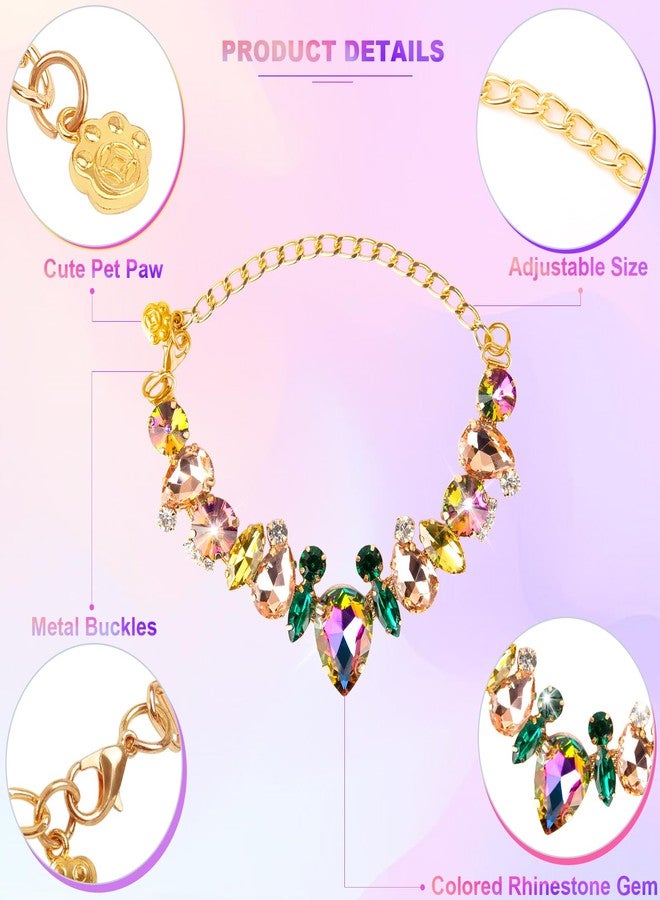 HOWWFALY Dog Collar and Cat Collar Gold Chain Necklace Stainless Steel Adjustable Yellow Diamonds Collar with Cute Pet Paw for Small Medium Pets Cats Dogs Kitten Puppy - Image 3