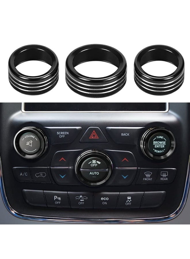AC Volume And Tune Knob Cover Compatible With Dodge Durango 2014 To 2020 And Jeep Cherokee Grand Cherokee 2014 To 2021 Black - Image 1