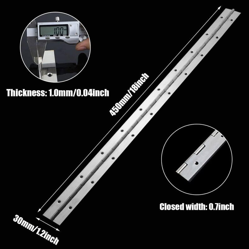 EPHECH 4PCS 18Inch Continuous & Piano Hinges, Heavy Duty Stainless Steel Piano Hinge, Smooth Polished Folding Continuous Hinge, 0.04inch Leaf Thickness, 1.2inch Open Width - Image 2