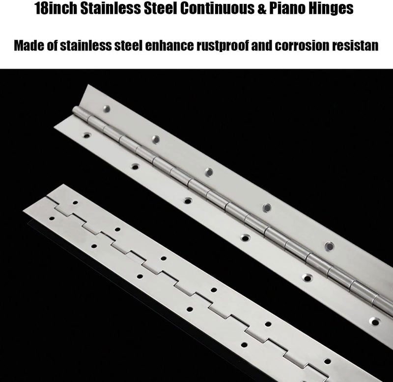 EPHECH 4PCS 18Inch Continuous & Piano Hinges, Heavy Duty Stainless Steel Piano Hinge, Smooth Polished Folding Continuous Hinge, 0.04inch Leaf Thickness, 1.2inch Open Width - Image 4