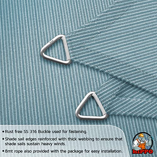 HIPPO Triangle Shade Sail Affordable & Premium 230 GSM Sun Shade UV Block for Outdoor Car Parking Garden (Country-Blue, 10FTX10FTX10FT) - Image 3