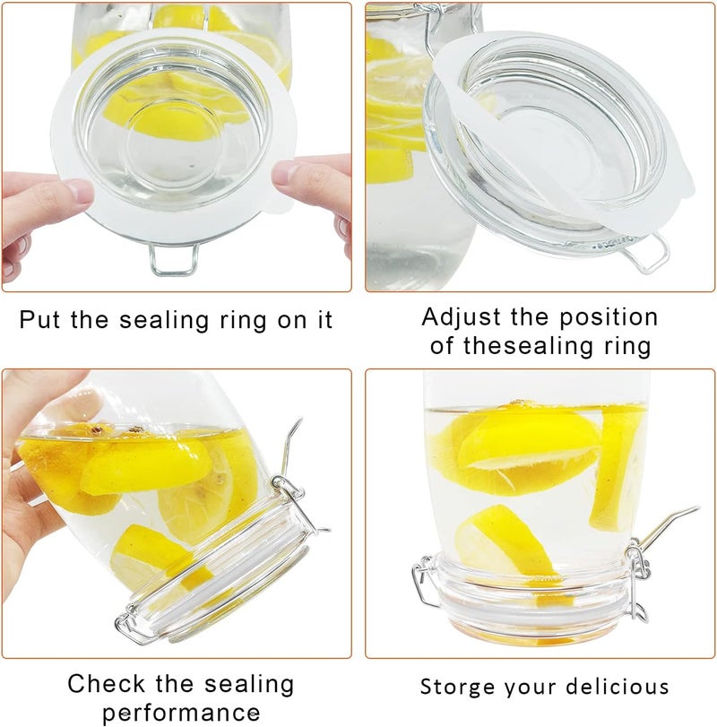 FCENDS 12 Pieces Rubber Seals Rings for Glass Jars, Airtight Silicone Replacement Gasket, Leakproof Silicone Gasket Sealing Rings for Mason Jars, Elastic and Fits Most Sizes (White) - Image 4