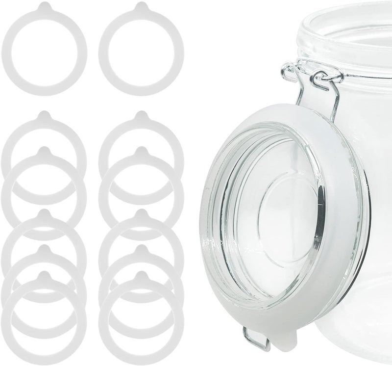 FCENDS 12 Pieces Rubber Seals Rings for Glass Jars, Airtight Silicone Replacement Gasket, Leakproof Silicone Gasket Sealing Rings for Mason Jars, Elastic and Fits Most Sizes (White) - Image 1