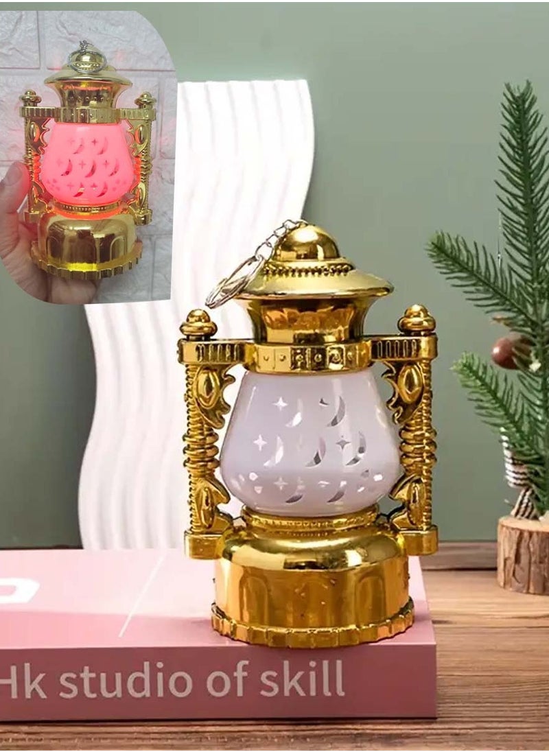 co arma Golden plastic Ramadan lantern with violet light, 15 cm  - Image 1