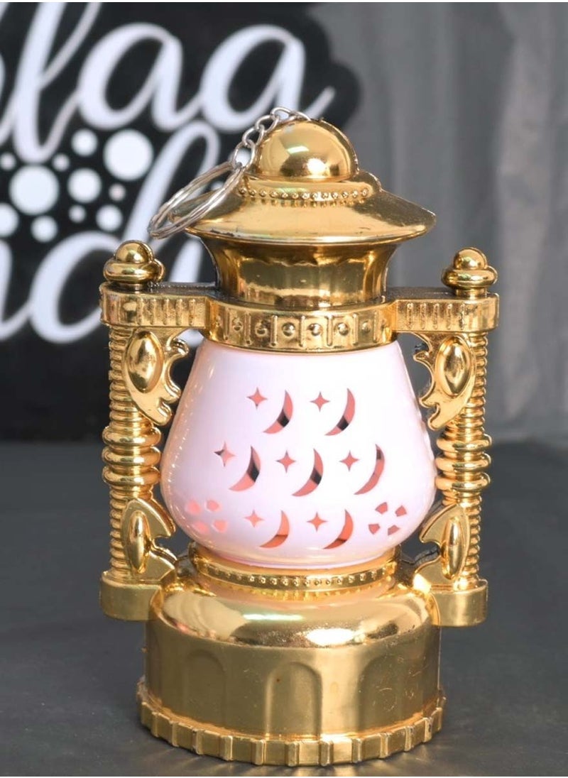co arma Golden plastic Ramadan lantern with violet light, 15 cm  - Image 3