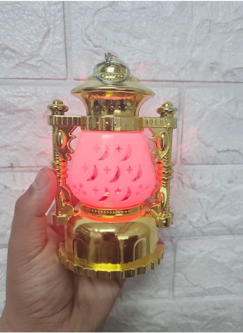 co arma Golden plastic Ramadan lantern with violet light, 15 cm  - Image 2
