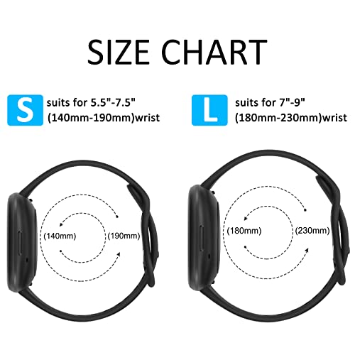 Meliya Soft Strap for Fitbit Versa 4 / Versa 3 / Sense 2 / Sense(Watch Not Included), Flexible Premium Elastomer TPU Adjustable Watch Straps, Sport Replacement Band for Women Men (L,Black) - Image 2