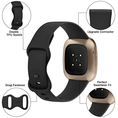 Meliya Soft Strap for Fitbit Versa 4 / Versa 3 / Sense 2 / Sense(Watch Not Included), Flexible Premium Elastomer TPU Adjustable Watch Straps, Sport Replacement Band for Women Men (L,Black) - Image 3