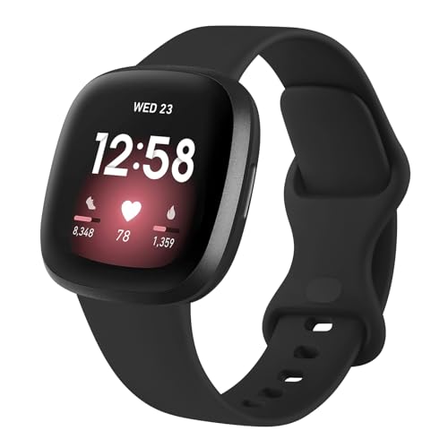 Meliya Soft Strap for Fitbit Versa 4 / Versa 3 / Sense 2 / Sense(Watch Not Included), Flexible Premium Elastomer TPU Adjustable Watch Straps, Sport Replacement Band for Women Men (L,Black) - Image 5
