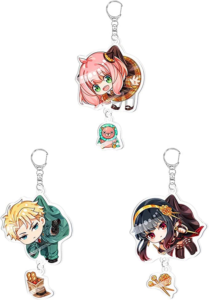 Careflection Acrylic Spy X Family Anime Cute Hanging Keychain Keyring Keytag (Anya Forger),Multicolor - Image 2