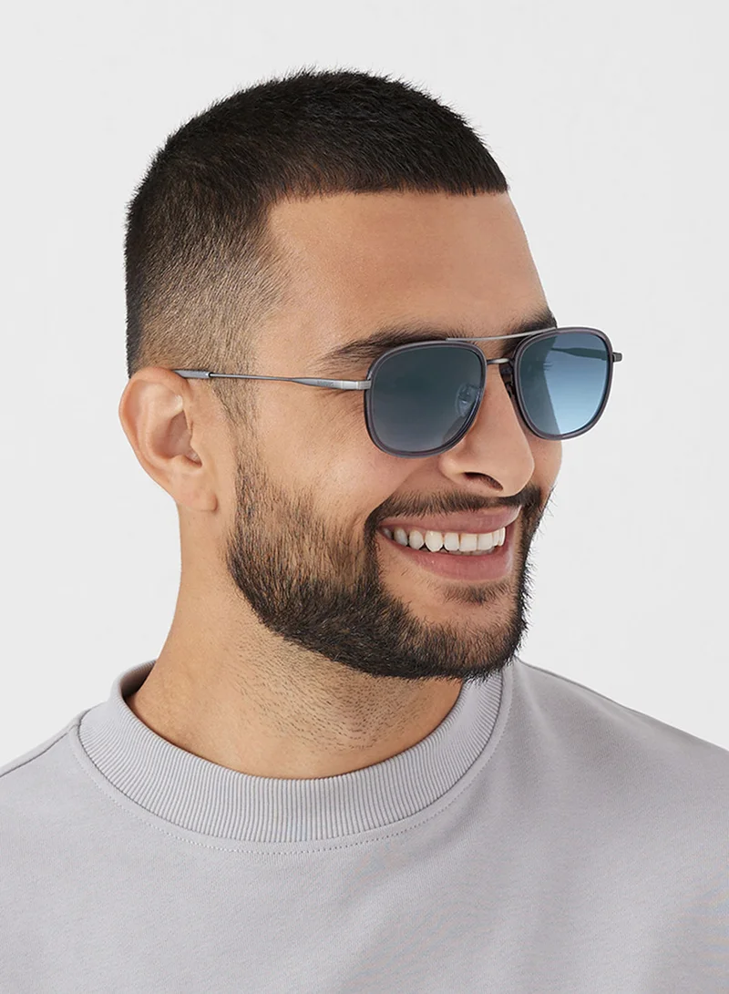 30Sundays Nostalgia,Men Sunglasses, Rectangle Sunglasses, UV Protection: UV400 (Grey,Blue)
