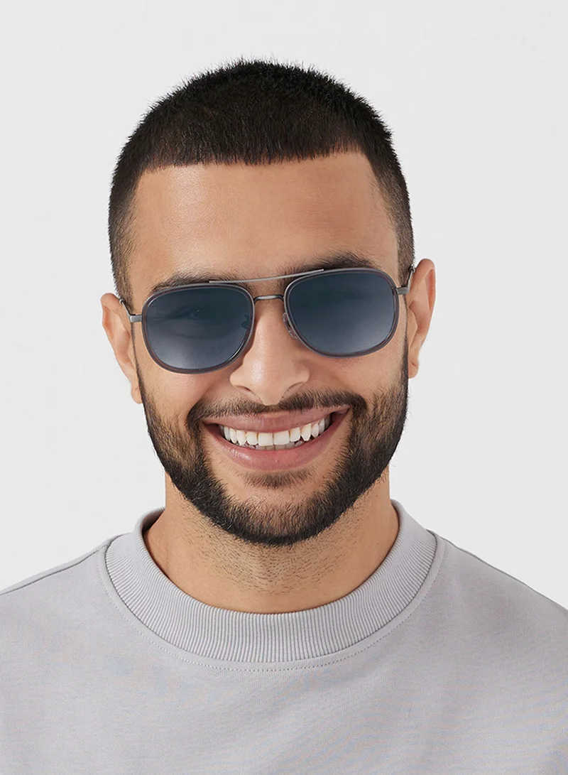 30Sundays Nostalgia,Men Sunglasses, Rectangle Sunglasses, UV Protection: UV400 (Grey,Blue)