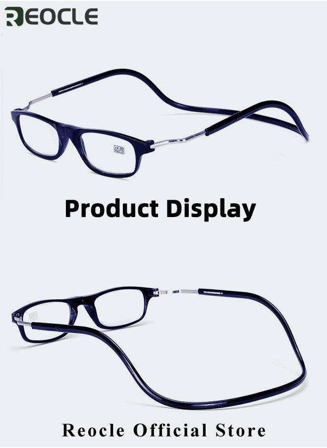 REOCLE - Magnetic Reading Glasses Computer Readers with Replaceable Lens & Adjustable Temples Hanging Neck Presbyopic Glasses for Men Women - Image 1
