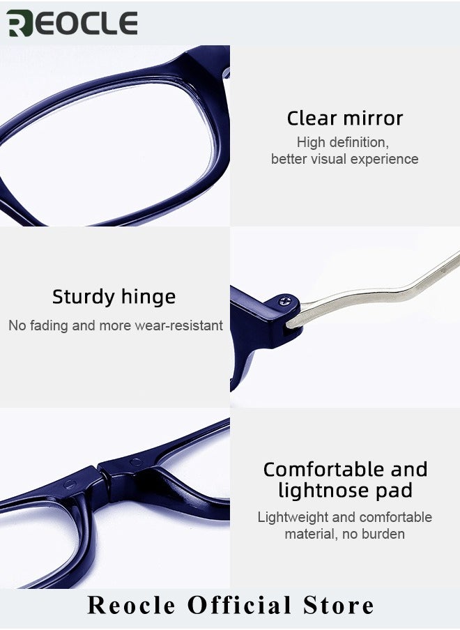 REOCLE - Magnetic Reading Glasses Computer Readers with Replaceable Lens & Adjustable Temples Hanging Neck Presbyopic Glasses for Men Women - Image 1