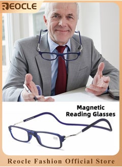 REOCLE Magnetic Reading Glasses Computer Readers with Replaceable Lens & Adjustable Temples Hanging Neck Presbyopic Glasses for Men Women  - Image 1