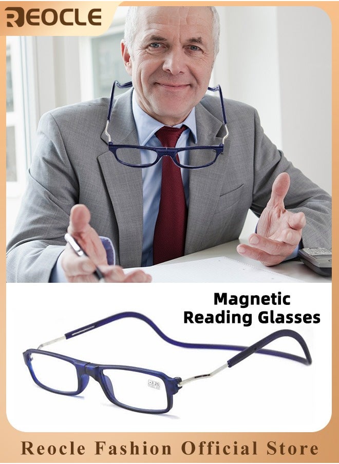 REOCLE - Magnetic Reading Glasses Computer Readers with Replaceable Lens & Adjustable Temples Hanging Neck Presbyopic Glasses for Men Women - Image 1