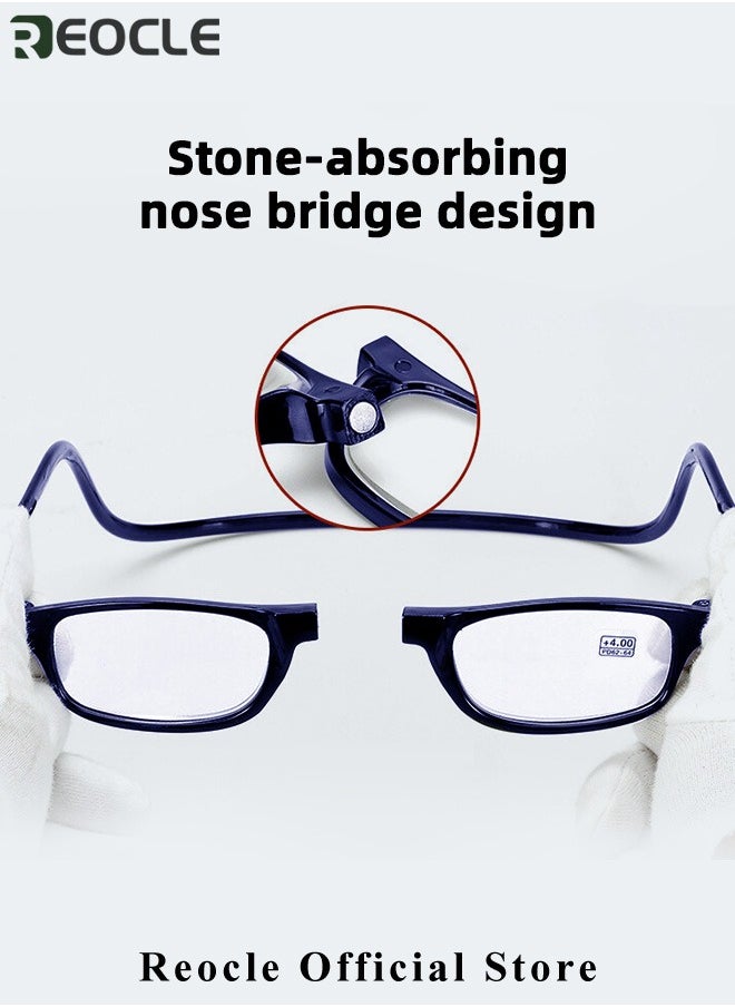 REOCLE - Magnetic Reading Glasses Computer Readers with Replaceable Lens & Adjustable Temples Hanging Neck Presbyopic Glasses for Men Women - Image 1