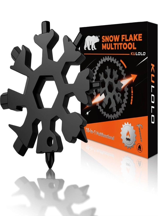 KULOLO White Elephant Gift for Adults 2025 - 18 in 1 Snowflake Multi Tool,Stainless Steel EDC Gadget with Bottle Opener,Wrench & Key Ring - Christmas Stocking Stuffer for Dad,Husband,Men(Black) - Image 1