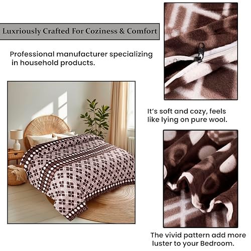 CHANDRAVATI Double Bed ||90x100||Fleece|| Quilt Cover/Duvet Cover/Rajai Cover/Blanket Cover for Winters (CC-Brown) - Image 4