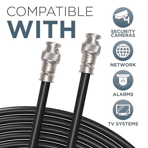 THE CIMPLE CO - SDI Cable 50 FT - RG6 Coaxial Cable with 2 Male BNC Connectors - Indoor/Outdoor Use and Rated for HD-SDI, High-Speed Internet, A/V Equipment - 75-Ohm Coax 50 Feet (15 Meters), Black - Image 3