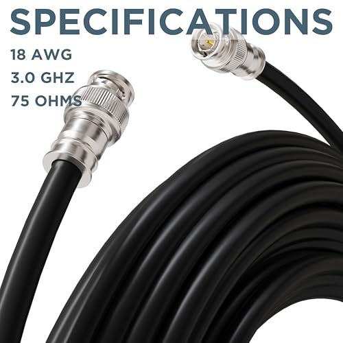 THE CIMPLE CO - SDI Cable 50 FT - RG6 Coaxial Cable with 2 Male BNC Connectors - Indoor/Outdoor Use and Rated for HD-SDI, High-Speed Internet, A/V Equipment - 75-Ohm Coax 50 Feet (15 Meters), Black - Image 5
