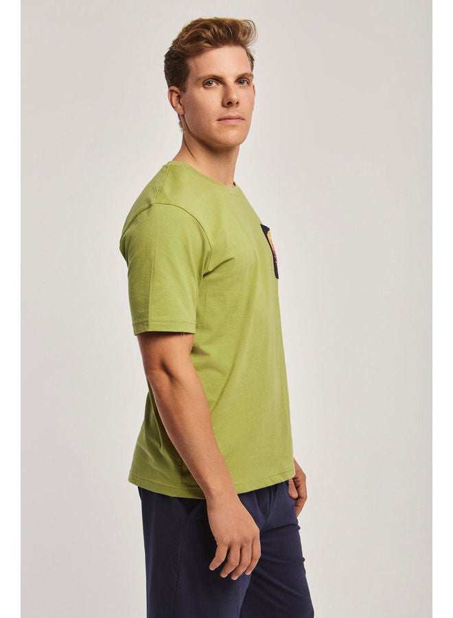Pyjama set top short sleeve with chest Pocket & print  short on n