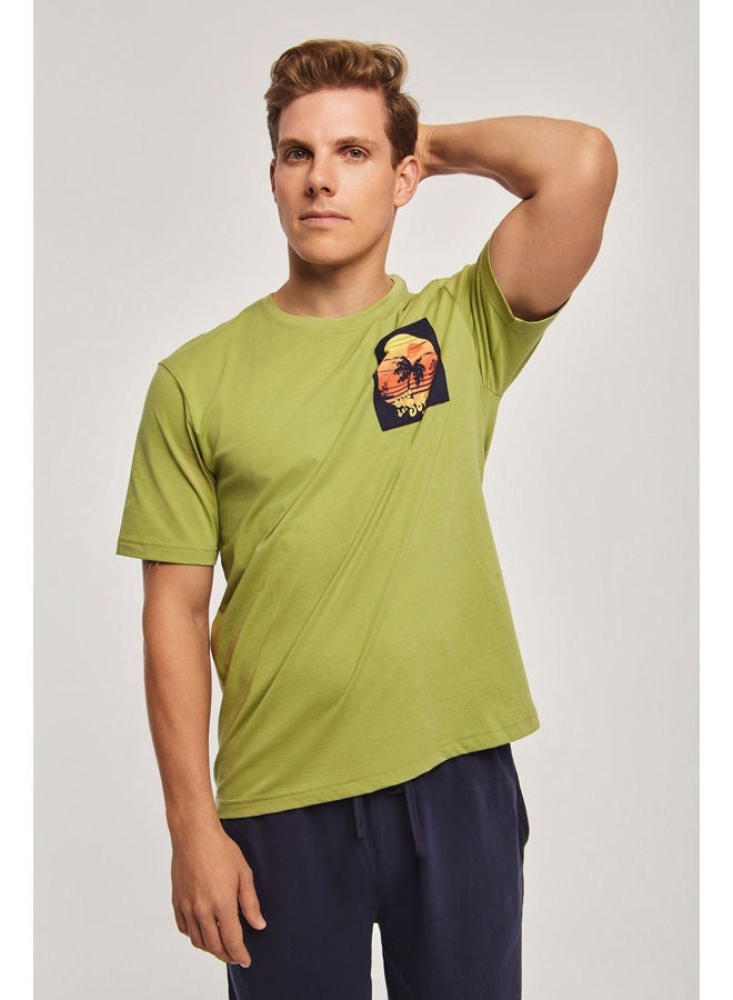 Pyjama set top short sleeve with chest Pocket & print  short on n