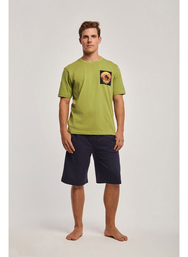 Pyjama set top short sleeve with chest Pocket & print  short on n