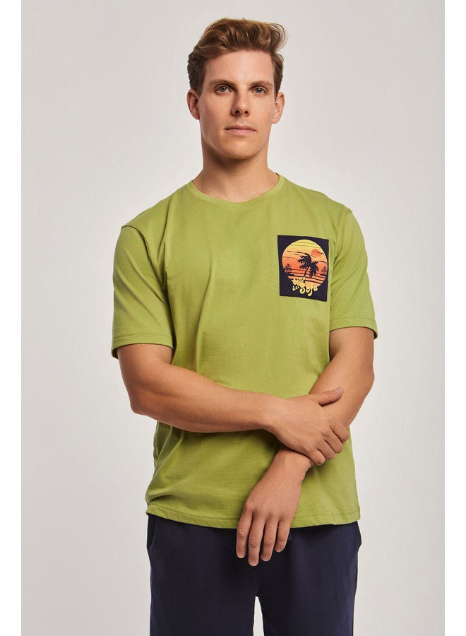 Pyjama set top short sleeve with chest Pocket & print  short on n