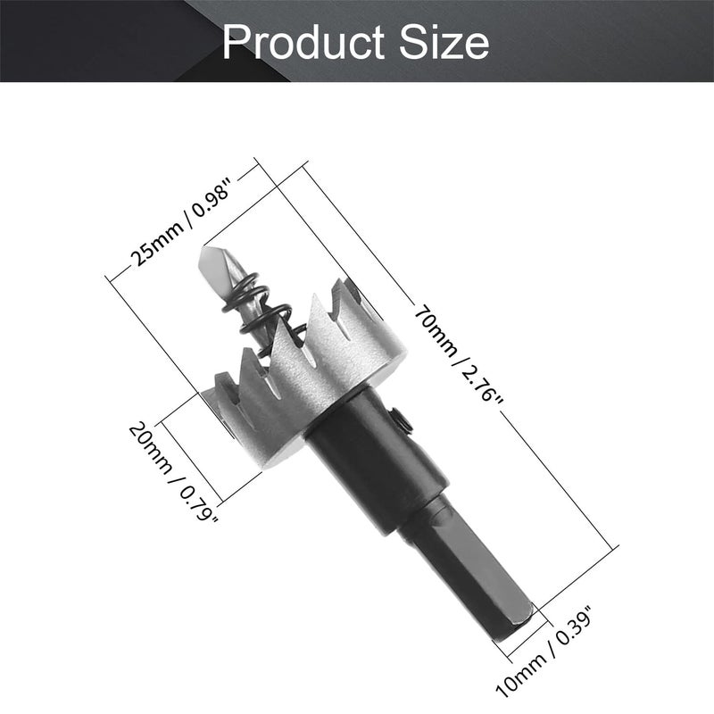 Othmro Utoolmart HSS Hole Saw Cutter, 25mm High-Speed Steel Hole Saw Bits, 70mm Length Black Drill Bit Hole Saw, for Stainless Steel, Aluminum Alloy, Plastic and Wood - Image 2