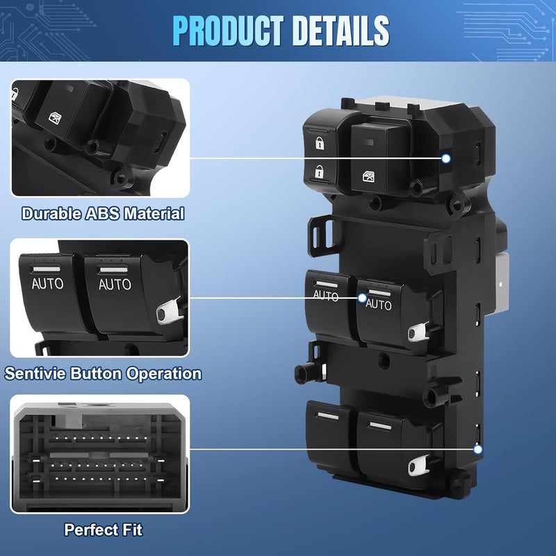 LCWRGS Master Window Switch Compatible with 2008-2012 Honda Accord EX EXL 2.4L 3.5L, Driver Side Power Window Switch, Replace OE 35750-TA0-A31, 35750-TA0-A32 - Image 5