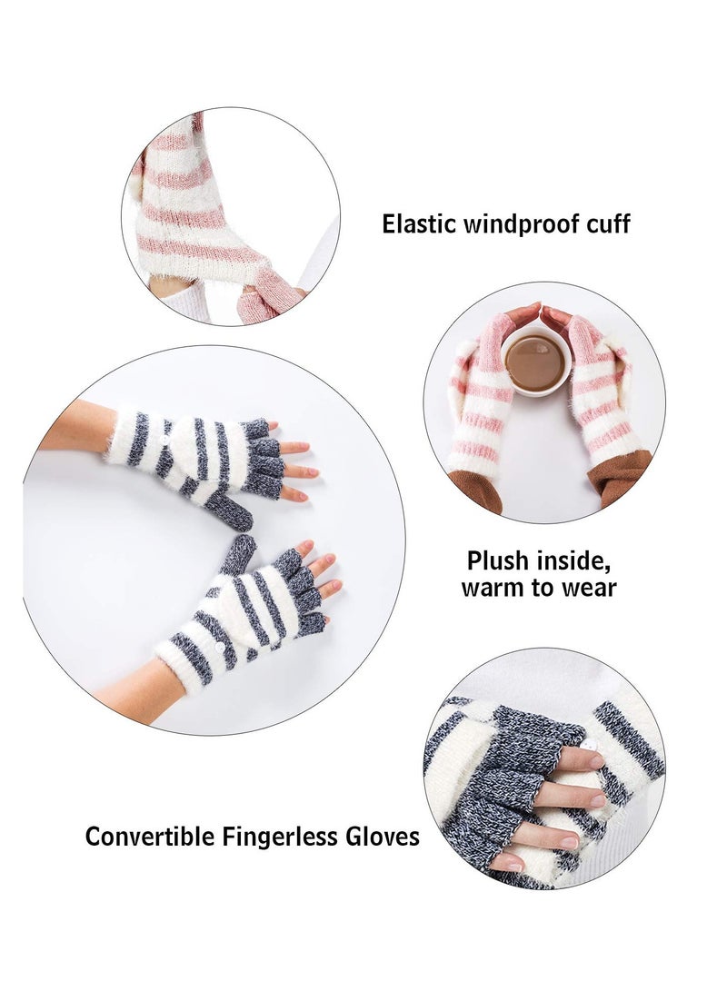 Warm Wool Knitted Fingerless Gloves for Women Versatile Winter Mittens for Comfort and Style - Image 4