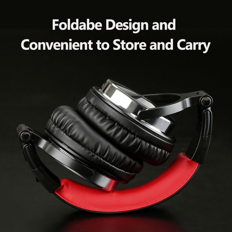 Red Studio Monitor Headphones 50mm Drivers High Sensitivity 110dB - Wired Headset with Dual 3.5mm 6.5mm Connectors for Music Listening - Image 4