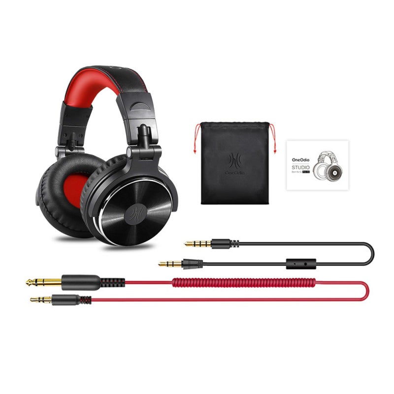 Red Studio Monitor Headphones 50mm Drivers High Sensitivity 110dB - Wired Headset with Dual 3.5mm 6.5mm Connectors for Music Listening - Image 2